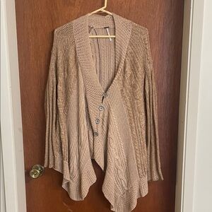 Free People Tan Cable Knit Cardigan